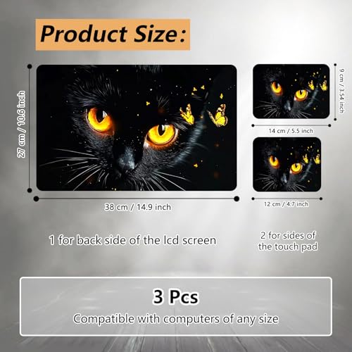 Laptop Skin Sticker for 12.1”-15.6“ Laptops (Fits 13”, 13.3”, 14”, 15”, 15.4”) | Protective Universal Reusable Vinyl Art Decal Cover | Waterproof & Scratch-Resistant-Black Cat with Gold Eyes - color: Black Cat with Gold eyes
