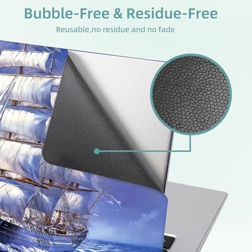 Universal Laptop Skin Decal, 3-Piece Vinyl Protector for 12 13 14 15.6" Notebook, Waterproof Anti-Scratch, Easy Trim & Bubble-Free Finish, Large Sailing Ship with White Sails - color: Large Sailing Ship with White Sails