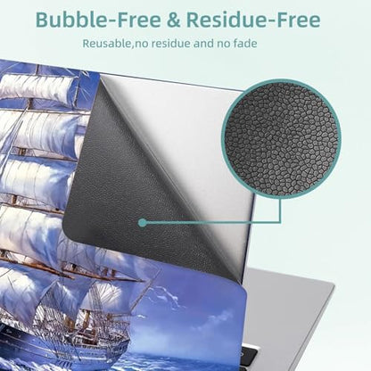 Universal Laptop Skin Decal, 3-Piece Vinyl Protector for 12 13 14 15.6" Notebook, Waterproof Anti-Scratch, Easy Trim & Bubble-Free Finish, Large Sailing Ship with White Sails - color: Large Sailing Ship with White Sails