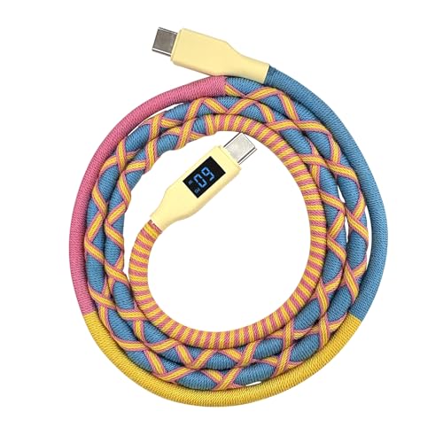 MOGOOD USB C Fast Charging Cable 60W, USB C Data Cable with LED Display, 1.5M Colored Nylon Braided USB C Cable for iPhone 17/16 Pro Max, Samsung Galaxy S23/22, MacBook ProM4, MacBook Air - size: 1.5M/4.9FT, style: 60W