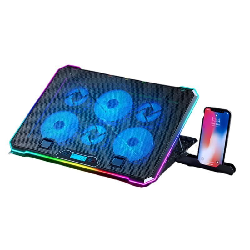 Goshyda Gaming Laptop Cooling Pad with 10 Quiet Fans, 8-Level Height Adjustable & 5 Speed Settings, RGB Lights Laptop Cooler for 12-19 Inch Notebook (14 Fans)