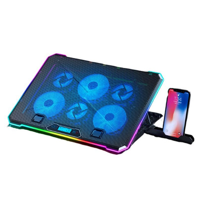 Goshyda Gaming Laptop Cooling Pad with 10 Quiet Fans, 8-Level Height Adjustable & 5 Speed Settings, RGB Lights Laptop Cooler for 12-19 Inch Notebook (14 Fans)