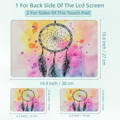 Universal Laptop Skin Decal, 3-Piece Vinyl Protector for 12 13 14 15.6" Notebook, Waterproof Anti-Scratch, Easy Trim & Bubble-Free Finish, Dreamcatcher with Feathers Hanging - color: Dreamcatcher with Feathers Hanging