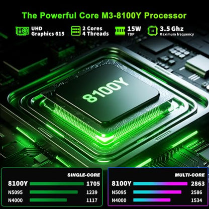 15.6 Inch 2-in-1 Touchscreen Laptop Computer, 8GB RAM 256GB SSD Core m3-8100Y Lap top, 360° Convertible Notebook Laptops with Win 11/Office, FHD Display, 360° Rotating Touch Screen, WiFi5/ BT5,HDMI