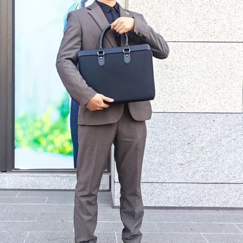 Men’s Business Briefcase, Waterproof Oxford Laptop Bag 14 Inch, Large Capacity Expandable Handheld Portfolio for Work, Black