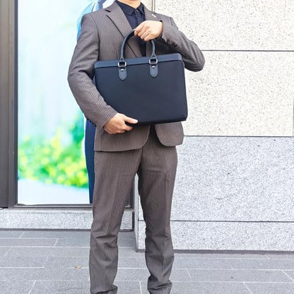 Men’s Business Briefcase, Waterproof Oxford Laptop Bag 14 Inch, Large Capacity Expandable Handheld Portfolio for Work, Black
