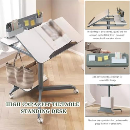 Movable Home Sofa Side Table, Computer Desk with Motherboard, Tilt Reading Desk with Bezel, Height Adjustable Stand Table