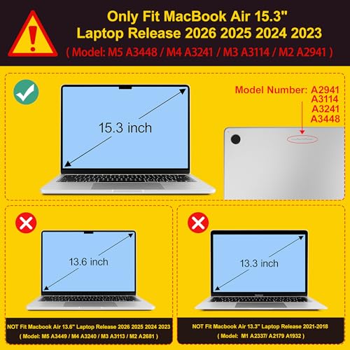 Tuiklol for 2026 2025 2024 2023 MacBook Air 15 inch Case Model M5 A3448 M4 A3241 M3 A3114 M2 A2941 Hard Shell Case for MacBook 15.3'' Cover, Iron Tower - color: Iron Tower