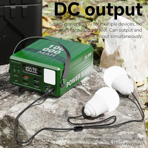 High Capacity Power Bank 100000mAh Fast Charging 22.5W PD 20W Portable USB C Battery Packs with 7 Outputs & LCD Display Battery Bank for iPhone, Samsung, iPad ,Macbook & Outdoors Camping (GREEN) | 7 Outputs & LCD Display ,DC output & Input ,Big Battery ,F
