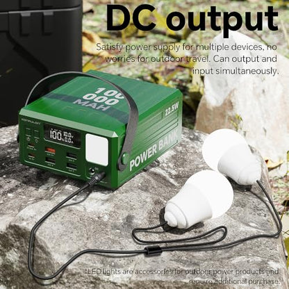 High Capacity Power Bank 100000mAh Fast Charging 22.5W PD 20W Portable USB C Battery Packs with 7 Outputs & LCD Display Battery Bank for iPhone, Samsung, iPad ,Macbook & Outdoors Camping (GREEN) | 7 Outputs & LCD Display ,DC output & Input ,Big Battery ,F