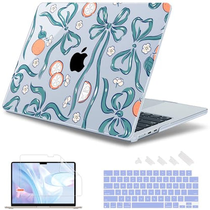 May Chen for MacBook Air 15 inch Case M5 M4 M3 M2 2026 2024-2023, Model A3448 A3241 A3114 A2941, Closes Seamlessly Hard Shell Laptop Cover with Keyboard Cover, Flower & Bows - color: Flower & Bows