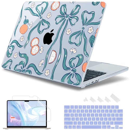 May Chen for MacBook Air 15 inch Case M5 M4 M3 M2 2026 2024-2023, Model A3448 A3241 A3114 A2941, Closes Seamlessly Hard Shell Laptop Cover with Keyboard Cover, Flower & Bows - color: Flower & Bows
