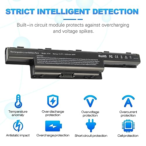 TREE.NB 6 Cells 5200 mAh Battery for Acer AS10D31 AS10D81 AS10D51 AS10D41 AS10D61 AS10D73 AS10D75 5750 AS10D71 5742 AS10D56 E1-531 5250 E1-571 4741 5733 7741 5733 5755 - size: 8.84x2.94x1.13inch 4741