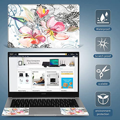 Laptop Skin Sticker Decal 15-15.6 Inches, Universal Reusable Vinyl Sticker for 12.1 13 13.3 14 15.4 Inches Netbook/Notebook PC, Waterproof & Scratch-Resistant (Gorgeous Flowers) - color: Gorgeous Flowers