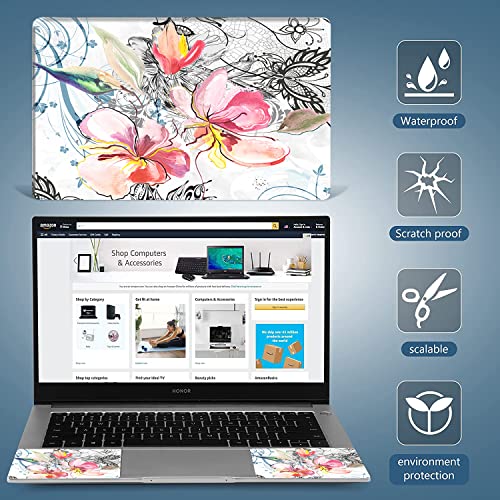Laptop Skin Sticker Decal 15-15.6 Inches, Universal Reusable Vinyl Sticker for 12.1 13 13.3 14 15.4 Inches Netbook/Notebook PC, Waterproof & Scratch-Resistant (Gorgeous Flowers) - color: Gorgeous Flowers