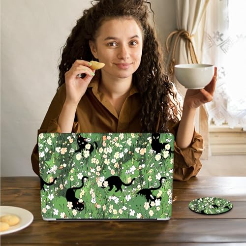 Laptop Skin Sticker Decal 15.6 Inch,12 13 13.3 14 15 15.6 in Laptop Netbook Skins for Notebook,Art Decal Removable Waterproof Scratch Resistant,Universal Vinyl Cover,Black Cat Floral - color: Black Cat Floral