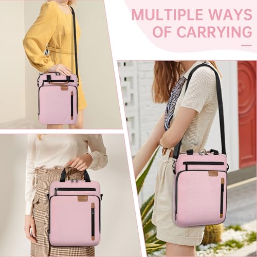 TORIBIO 13 Inch Tablet Sleeve Bag Padded Protective Travel Carrying Case | Fits 13" iPad Air M4 M3 M2, iPad Pro M5 M4 M2 M1, Samsung Galaxy Tab S9 FE+/S9+/S8+/S7 FE/S7+ 12.4" Surface Laptop Go 12.4" - color: Pink, size: 12.9 Inch