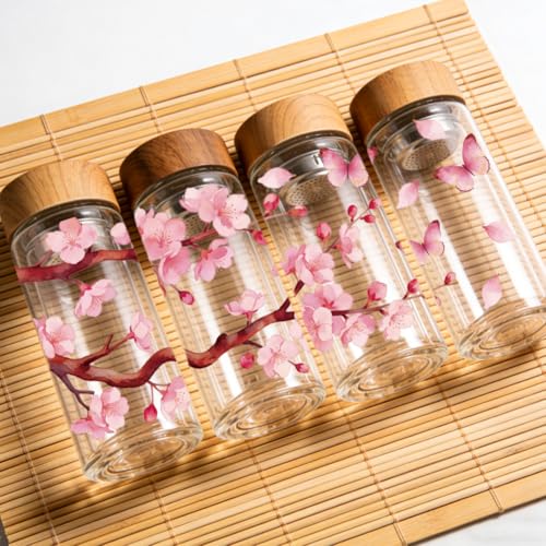 Peacoblue UV DTF Cup Wraps Transfer Stickers Cherry Blossom Pattern, 10 Sheets Waterproof Custom Vinyl Transfer Sticker 16oz Coffee Glass Cup Tumbler Bottle Mug Decals for Men Women - style: Cherry Blossom