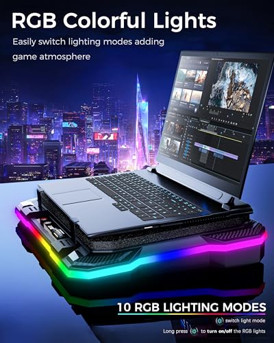 AICHESON Laptop Cooling Pad Turbofan Ultra 10°C-35°C Temperature Drop | Gaming Laptop Cooler Base , RGB Turbo Fan Stand Heat Dissipation for 14-19 inch Computer Laptops - color: 12V