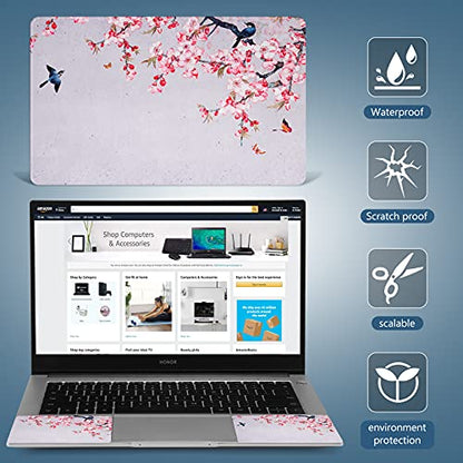 Laptop Skin Sticker Decal 15-15.6 Inches, Universal Reusable Vinyl Sticker for 12.1 13 13.3 14 15.4 Inches Netbook/Notebook PC, Waterproof & Scratch-Resistant (Birds, Pink Flowers) - color: Birds, Pink Flowers