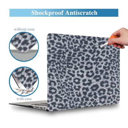 Leopard Case for MacBook Air 13 inch 2026-2022 M5/M4/M3/M2 Logo Cutout | Glitter Cheetah Print PU Leather Hardshell Case & Keyboard Cover for Mac Air 13.6 inch A3449 A3240 A3113 A2681, Black - color: 01 Black Leopard Print