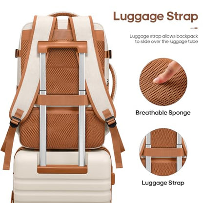 UKEIN Luggage Sets 3 Piece, PC Hardside Carry On Luggage 28 Inch With Spinner Wheels with TSA Lock, Carry On Suitcase Set With Travel Backpack for Men (Beige, 3 piece set (28inch)) - color: Beige, size: 3 piece set (28inch)