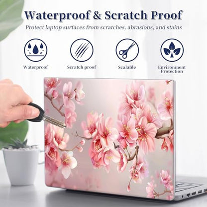 Universal Laptop Protective Skin,Trim-to-Fit Vinyl Sticker for 13–16 Inch Laptop,MacBook,Tablet & Notebook,Scratch-Proof Waterproof Cover,Pink Cherry Blossom - color: Pink Cherry Blossom