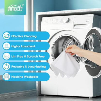 HOMEXCEL White Microfiber Cleaning Cloth, 12 Pack Premium Microfiber Towels for Cars, Lint Free, Scratch-Free, Highly Absorbent, Reusable Cleaning Rags for Car, Household, Kitchen, Window, 11.5"X11.5" - color: White