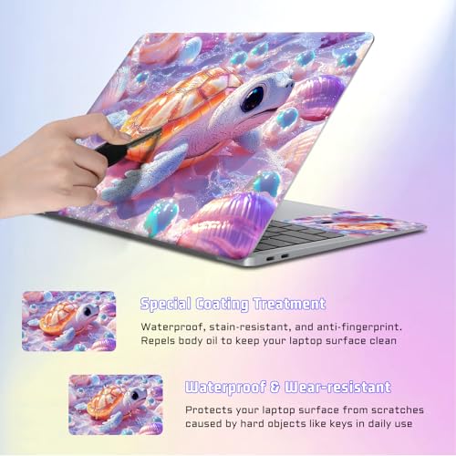 Universal Laptop Skin Sticker Decal, Compatible with MacBook HP Dell Lenovo 12"-15.6", Reusable Vinyl Notebook Cover 3PCS Set, High-Recognition Film-Cute 3D Baby Sea Turtle - color: Cute 3D Baby Sea Turtle