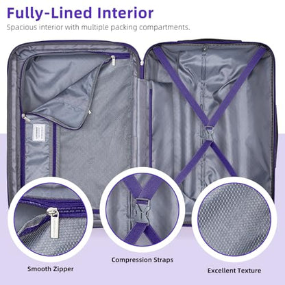 LARVENDER Carry on Luggage Sets 3 Piece, 20 Inch Suitcases, Midnight Berry | 22x14x9 Airline Approved, Gradient PC+ABS Hardshell, Smooth 360° Wheels, TSA Lock, 3-Piece Set with Color-matched Backpack - color: Midnight Berry-20BP, size: 3 Piece Set (Backpa