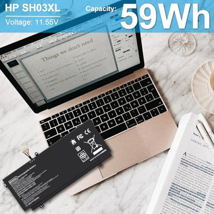 SH03XL Laptop Battery for HP Spectre X360 13-W023DX 13-AC001NA 13-AC013DX 13-AC033DX 13-AC037TU 13-AC052NA 13-W013DX 13-W031NG 13-W002NG 13-W003NG Series HSTNN-LB7L TPN-Q178 859026-421 901308-421 - size: 10.43*4.33*0.15inch SH03XL