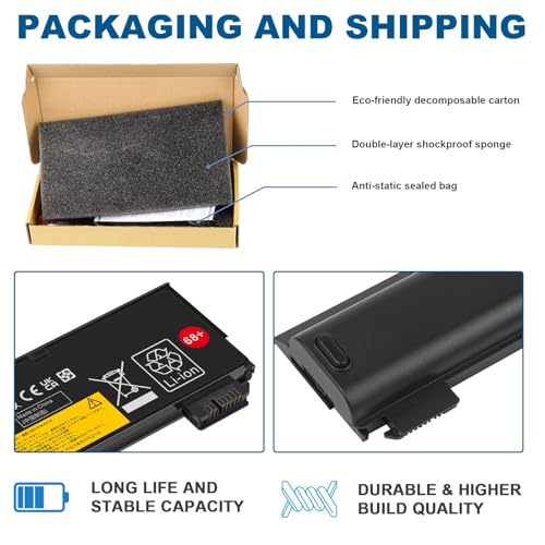 ASUNCELL 48WH Battery 68+ for ThinkPad T440 T450 T460 T460P T470P T550 T560 X240 X250 X260 X270 L450 L460 L470 P50S W550s 0C52861 0C52862 Series 45N1125 45N1126 45N1127 45N1128 45N1129 - size: T440 8.86 * 3.15 * 1.38 in