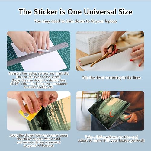 Universal Laptop Skin Sticker with 2 Wrist Pad Skins, Waterproof Scratch Resistant Vinyl Laptop Cover Decal, Cut to Fit for 11–15.6 Inch MacBook HP Dell Lenovo, Fox in The Forest - color: Fox In The Forest