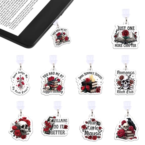 Wxiben Dust Plug Charm for Kindle - 9 Pack Dust Plug Compatible with Type C/USB C Charging Port Pendant Plug Cover for Phone E-Reader Book Lover Gifts Dust Plug Accessories for Women Men - style: Dark Romance