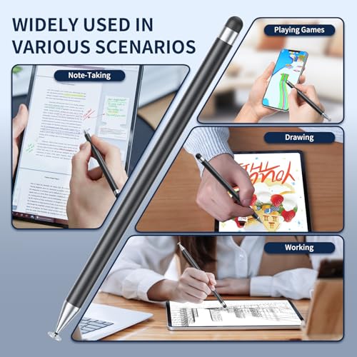 Stylus Pen for Touchscreen, 6 PCS Stylus Pencil 2-in-1 High Precision and Sensitivity, Suitable for iPad/iPhone/Samsung/Android Smartphone and Tablets, Compatible with Capacitive Touch Screen (Black) - color: Black