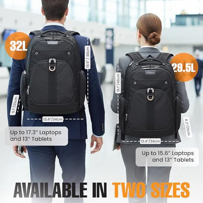 EVERKI Atlas Business Backpack with Laptop Compartment, Black - 29.5 Liters | Polyester, Durable, Adjustable Padded Pockets, Business, Travel - Friendly & Work, Water Repellent, Fits up 11\" to 15.6\" - size: 29.5 Liters