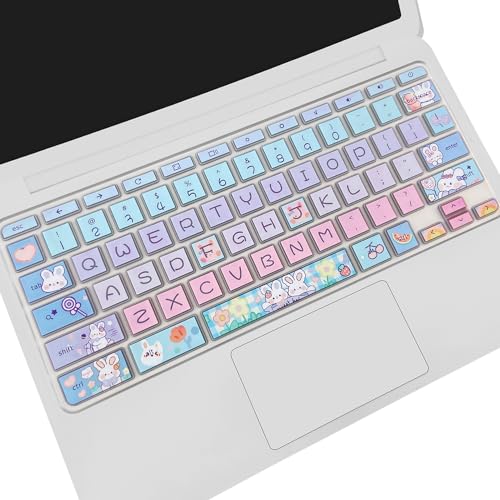 Silicone Keyboard Cover for HP Chromebook 11 x360, Chromebook 11 G2/G3/G4/G5/G6 EE/G7 EE, HP Chromebook 14-ca 14-ak 14-X Series, HP Chromebook 14 G2 G3 G4, Cute Bunny - color: Cute Bunny