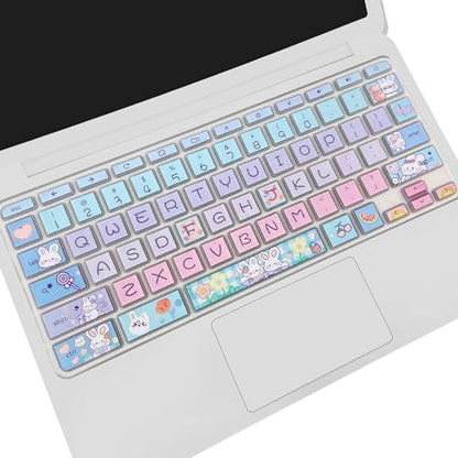 Silicone Keyboard Cover for HP Chromebook 11 x360, Chromebook 11 G2/G3/G4/G5/G6 EE/G7 EE, HP Chromebook 14-ca 14-ak 14-X Series, HP Chromebook 14 G2 G3 G4, Cute Bunny - color: Cute Bunny