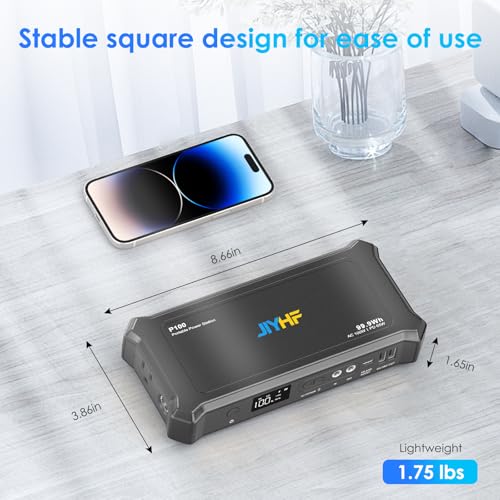 JIYHF Portable Power Bank with AC Outlet - 99.9Wh Backup Battery, 100W AC & 65W USB-C PD Fast Charging Ideal for Outdoor Work, Compatible with iPhone16/15 Series, iPad, MacBook, Laptop - style: P100 Black
