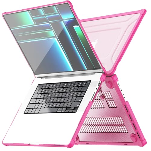 Batianda Heavy Duty Case for New MacBook Pro 16 inch 2026 M5 2024 M4 M3 M2 M1 Pro Max Chip - Starry Dot-Matrix Cover with PU Leather Spine & Foldable Stand - Full Protection Anti-Collision, Pink - color: Pink
