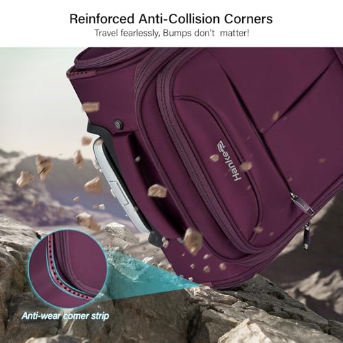Hanke Underseat Carry On Luggage with Wheels, Lightweight Small Suitcase Airline Approved 16 Inch Softside Personal Item Travel Bag for Women Men, Compact Under Seat Luggage with Spinner Wheels,Purple - color: Purple
