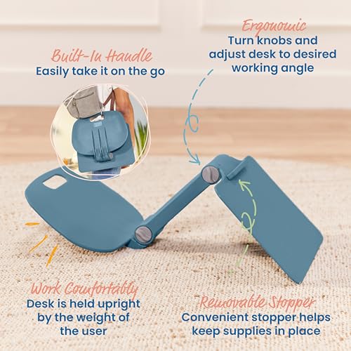 ECR4Kids The Surf Folding Portable Activity Lap Desk, Adjustable, Flexible Seating, Peacock Blue - color: Peacock Blue