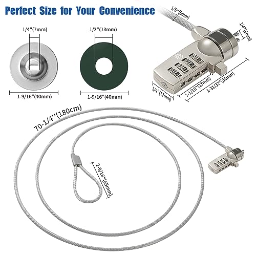 HOX Laptop Cable Lock, Hardware Security Cable Lock Anti Theft Combination Lock for iPad Tablet Laptop MacBook