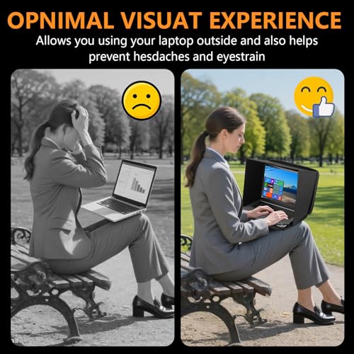 HoYiXi Universal Foldable Laptop Sun Shade & Privacy Shield - Fits 12-14 inch Laptop - Blocks Sunlight, Protects Privacy, Working Outdoor Travel,Anti - Glare,Laptop Sleeve Bag,(Patent Pending)-Black - size: 12-14 Inches