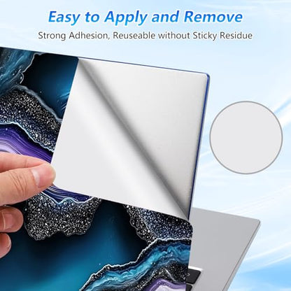 Universal Laptop Skin Sticker Decal with 2 Wrist Pad Skins, Waterproof Scratch Vinyl Cover for 11–15.6 Inch MacBook, HP, Dell, Lenovo, Cutable & Reusable,Purple Teal Agate Art - color: Purple Teal Agate Art