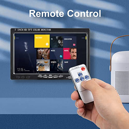 7 inch Portable Small HD 1080P VGA Monitor, Mini Screen 1024x600, HDMI/VGA/AV Input, with Speakers - size: TFT 7 inch 1024x600