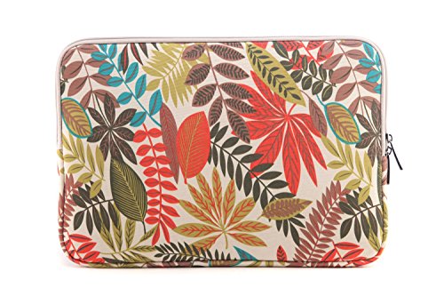 BSLVWG 11.6 Inch Laptop Sleeve Multi-Color & Size Choices Case/Water-Resistant Neoprene Notebook Computer Pocket Tablet Briefcase Carrying Bag/Pouch Skin Cover - color: Khaki Leaves, size: 11.6 inch