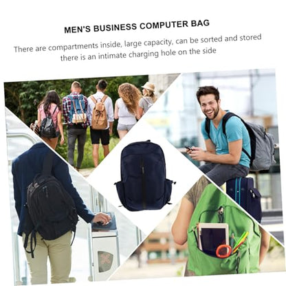 Didiseaon Laptop Backpack with USB Charging Port for Men, Business Travel Computer Bag, Blue Sturdy Outdoor Work Backpack
