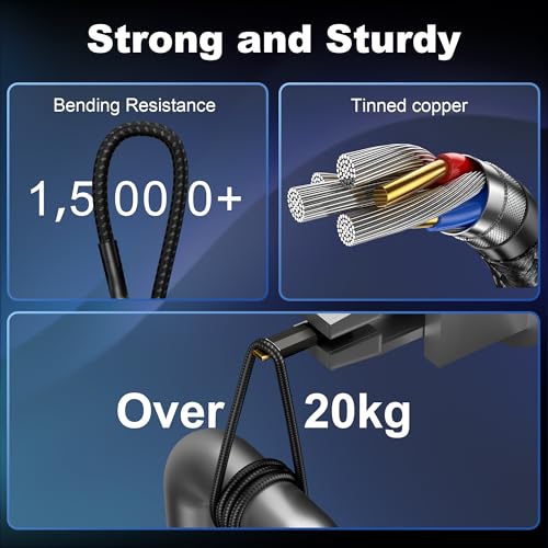 ZIKNYDO Long USB C to USB C Cable 16FT, Supports Up to 20Gbps Data Transfer, 240W Charging, 8K@30Hz, 4K@60Hz /144Hz Video Output, USBC Display Cord for Monitor, Laptop, MacBook Pro, iPad Pro (5m) - size: 16FT*1
