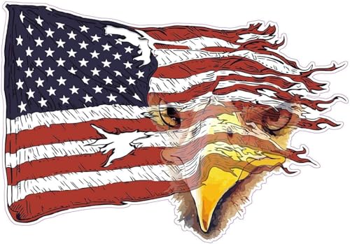3 pcs American Bald Eagle Flag, 2 inches, Hard Hat Sticker Patriotic Worker Decal, Helmet Label, Laptop, Phone (4in) - size: 4in